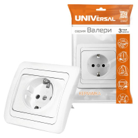 Розетка 1-м СП Валери 16А IP20 с заземл. бел. UNIVersal В0028 ТехноИмпульс