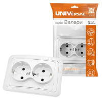 Розетка 2-м СП Валери 16А IP20 с заземл. бел. UNIVersal В0128 ТехноИмпульс