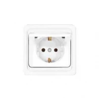 Розетка 1-м СП Валери 16А IP20 с заземл. с крышкой бел. UNIVersal В0029 ТехноИмпульс