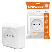 Розетка 1-м ОП Олимп 16А IP20 без заземл. бел. UNIVersal О0022 ТехноИмпульс