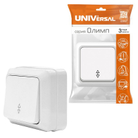 Переключатель проходной 1-кл. ОП Олимп 10А IP20 бел. UNIVersal О0025 ТехноИмпульс