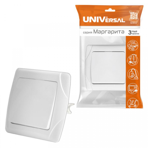 Выключатель 1-кл. СП Маргарита 10А IP20 бел. UNIVersal М0021 ТехноИмпульс