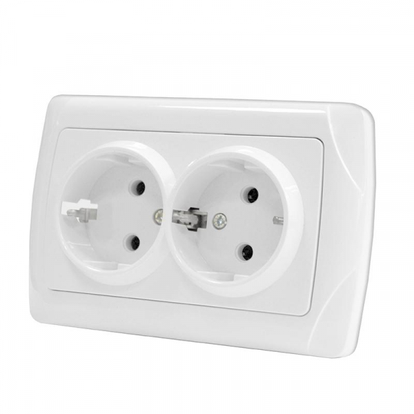 Розетка 2-м СП Маргарита 16А IP20 с заземл. бел. UNIVersal М0128 ТехноИмпульс