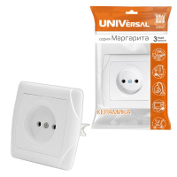 Розетка 1-м СП Маргарита 16А IP20 без заземл. защ. шторки бел. UNIVersal М0022 ТехноИмпульс