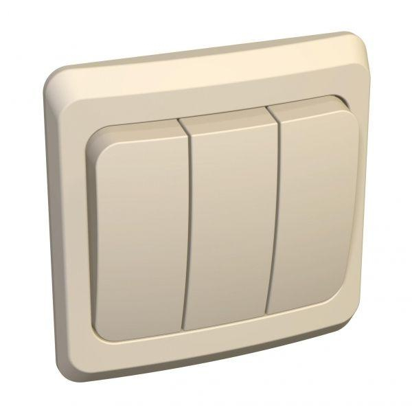 Выключатель 3-кл. СП Этюд 10А IP20 крем. SE BC10-003K ТехноИмпульс