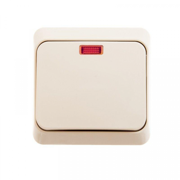 Выключатель 1-кл. ОП Этюд 10А IP20 с подсветкой крем. SE BA10-005K ТехноИмпульс