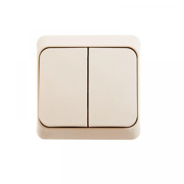 Выключатель 2-кл. ОП Этюд 10А IP20 с подсветкой крем. SE BA10-006K ТехноИмпульс