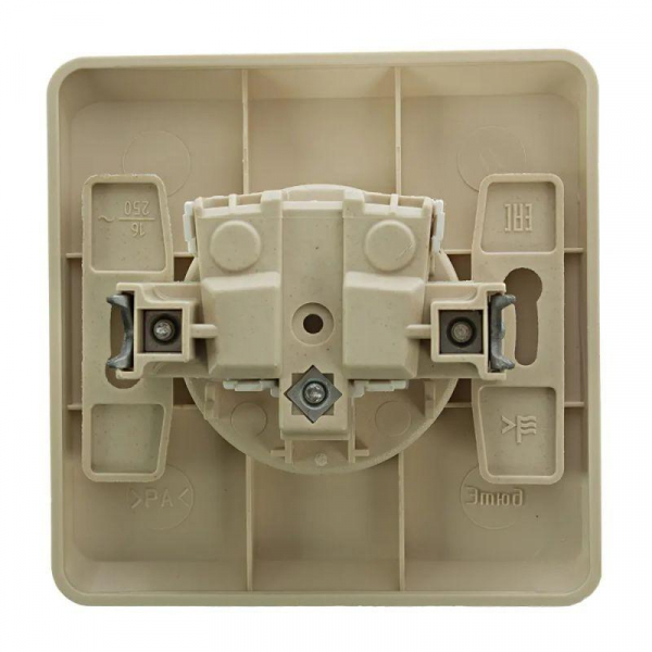 Розетка 1-м СП Этюд 16А IP20 250В без заземл. без защ. шторок крем. SE PC16-001K ТехноИмпульс