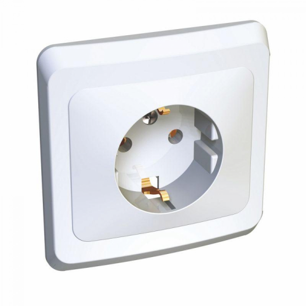 Розетка 1-м СП Этюд 16А IP20 250В с заземл. без защ. шторок бел. SE PC16-003B ТехноИмпульс