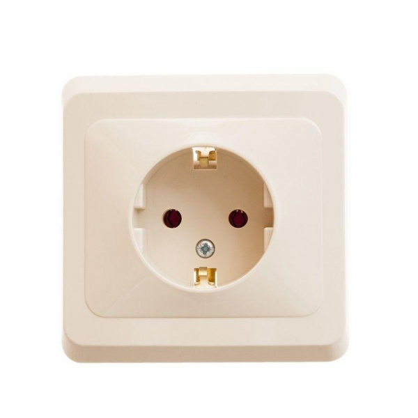 Розетка 1-м СП Этюд 16А IP20 250В с заземл. без защ. шторок крем. SE PC16-003K ТехноИмпульс