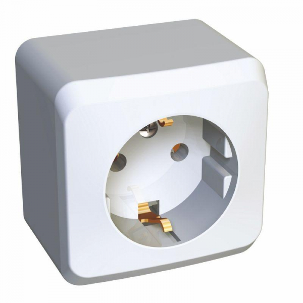 Розетка 1-м ОП Этюд 16А IP20 250В с заземл. без защ. шторок бел. SE PA16-003B ТехноИмпульс