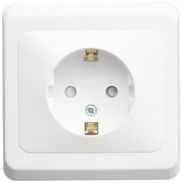 Розетка 1-м СП Этюд 16А IP20 250В с заземл. защ. шторки бел. SE PC16-004B ТехноИмпульс