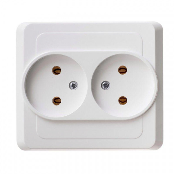 Розетка 2-м СП Этюд 16А IP20 250В без заземл. без защ. шторок бел. SE PC16-005B ТехноИмпульс