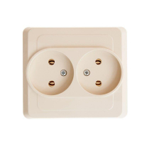 Розетка 2-м СП Этюд 16А IP20 250В без заземл. без защ. шторок крем. SE PC16-005K ТехноИмпульс