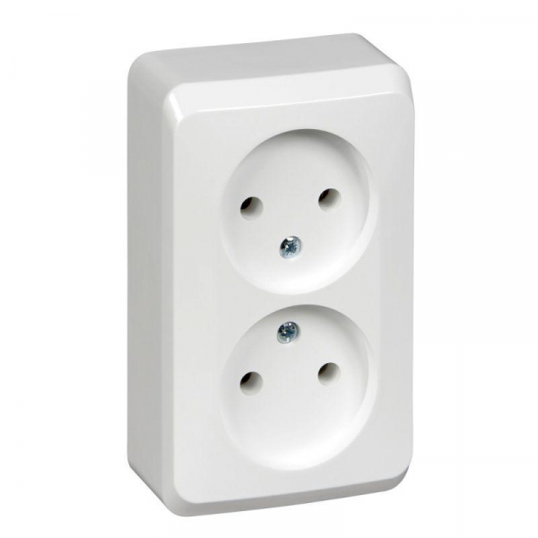 Розетка 2-м ОП Этюд 16А IP20 250В без заземл. без защ. шторок бел. SE PA16-005B ТехноИмпульс