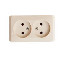 Розетка 2-м ОП Этюд 16А IP20 250В без заземл. без защ. шторок крем. SE PA16-005K ТехноИмпульс