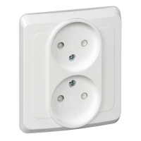 Розетка 2-м СП Этюд 16А IP20 250В без заземл. защ. шторки бел. SE PC16-006B ТехноИмпульс