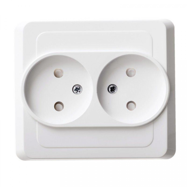 Розетка 2-м СП Этюд 16А IP20 250В без заземл. защ. шторки бел. SE PC16-006B ТехноИмпульс