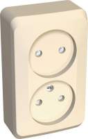 Розетка 2-м ОП Этюд 16А IP20 250В защ. шторки без заземл. крем. SE PA16-006K ТехноИмпульс