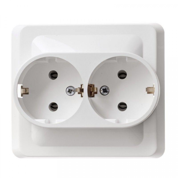 Розетка 2-м СП Этюд 16А IP20 250В с заземл. без защ. шторок бел. SE PC16-007B ТехноИмпульс