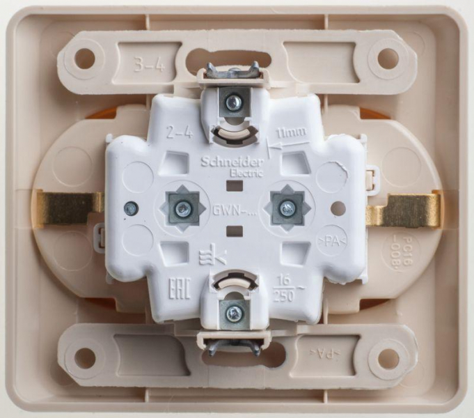 Розетка 2-м СП Этюд 16А IP20 250В с заземл. без защ. шторок крем. SE PC16-007K ТехноИмпульс