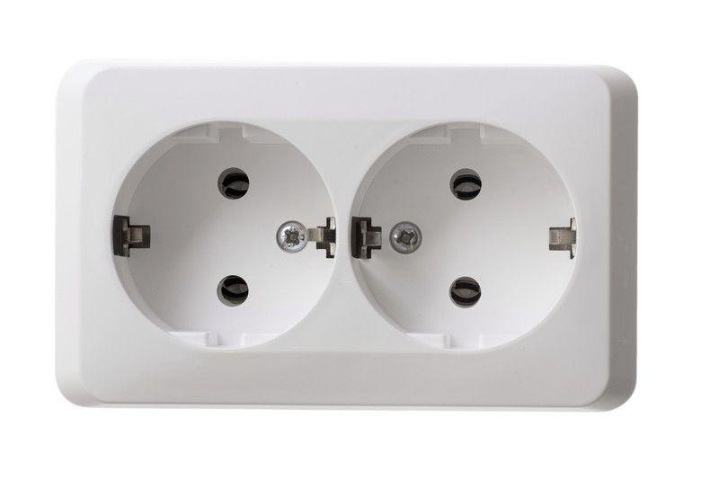Розетка 2-м ОП Этюд 16А IP20 250В с заземл. без защ. шторок бел. SE PA16-007B ТехноИмпульс