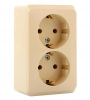 Розетка 2-м ОП Этюд 16А IP20 250В с заземл. без защ. шторок крем. SE PA16-007K ТехноИмпульс