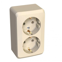 Розетка 2-м ОП Этюд 16А IP20 250В с заземл. без защ. шторок крем. SE PA16-007K ТехноИмпульс