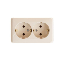 Розетка 2-м ОП Этюд 16А IP20 250В с заземл. без защ. шторок крем. SE PA16-007K ТехноИмпульс