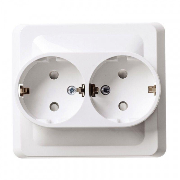 Розетка 2-м СП Этюд 16А IP20 250В с заземл. защ. шторки бел. SE PC16-008B ТехноИмпульс