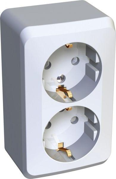 Розетка 2-м ОП Этюд 16А IP20 250В с заземл. защ. шторки бел. SE PA16-008B ТехноИмпульс