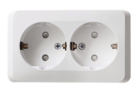 Розетка 2-м ОП Этюд 16А IP20 250В с заземл. защ. шторки бел. SE PA16-008B ТехноИмпульс