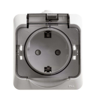 Розетка 1-м ОП Этюд 16А IP44 250В с заземл. защ. шторки с крышкой бел. SE PA16-044B ТехноИмпульс