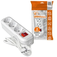 Удлинитель 3х2м с заземл. 16А IP20 S-303 ПВС 3х1 с выкл. UNIVersal 9634418 ТехноИмпульс