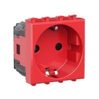 Розетка 1-м 2мод. Avanti "Красный квадрат" 16А IP20 2P+E защ. шторки красн. DKC 4401002 ТехноИмпульс