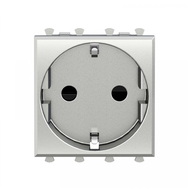 Розетка 1-м 2мод. Avanti "Закаленная сталь" 16А 2P+E защ. шторки сер. DKC 4404002 ТехноИмпульс
