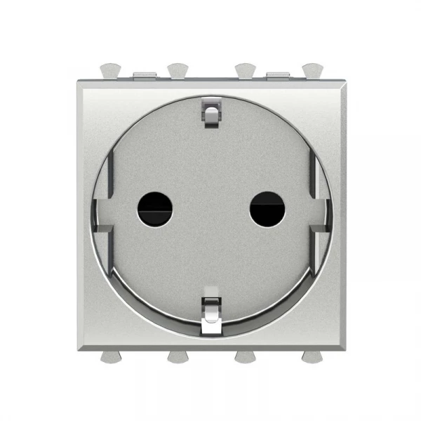 Розетка 1-м 2мод. Avanti "Закаленная сталь" 16А 2P+E защ. шторки сер. DKC 4404002 ТехноИмпульс