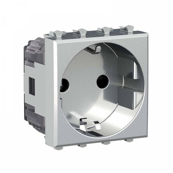 Розетка 1-м 2мод. Avanti "Закаленная сталь" 16А 2P+E защ. шторки сер. DKC 4404002 ТехноИмпульс