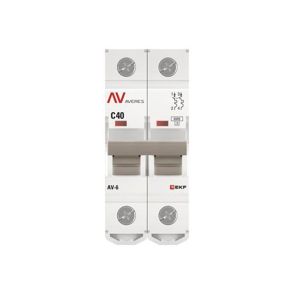 Выключатель автоматический модульный 2п C 40А 6кА AV-6 AVERES EKF mcb6-2-40C-av ТехноИмпульс