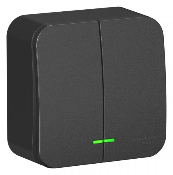 Выключатель 2-кл. ОП Blanca 10А IP20 (сх. 5) 250В с подсветкой с изолир. пластиной антрацит SE BLNVA105116 ТехноИмпульс