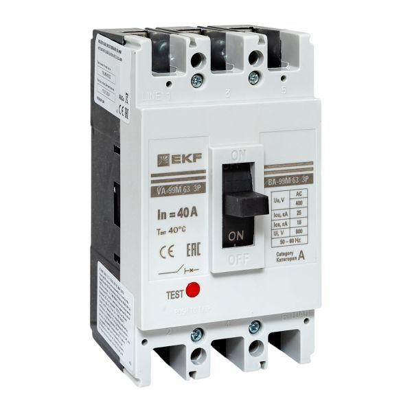 Выключатель автоматический 3п 63/40А 25кА ВА-99М PROxima EKF mccb99-63-40m ТехноИмпульс