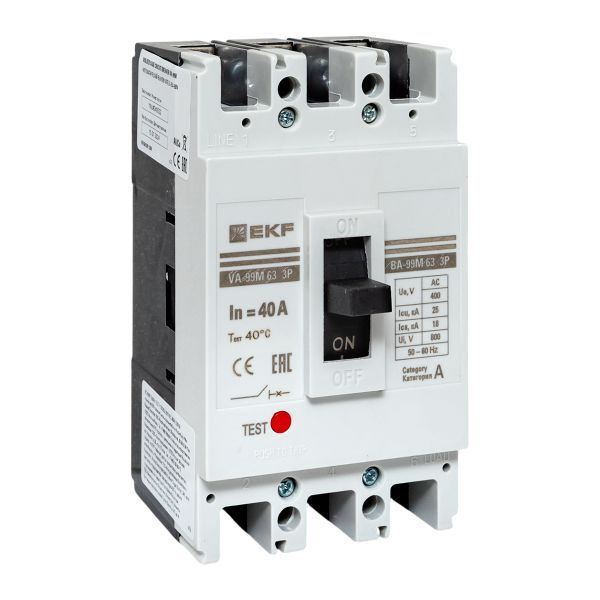 Выключатель автоматический 3п 63/40А 25кА ВА-99М PROxima EKF mccb99-63-40m ТехноИмпульс