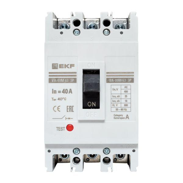 Выключатель автоматический 3п 63/40А 25кА ВА-99М PROxima EKF mccb99-63-40m ТехноИмпульс