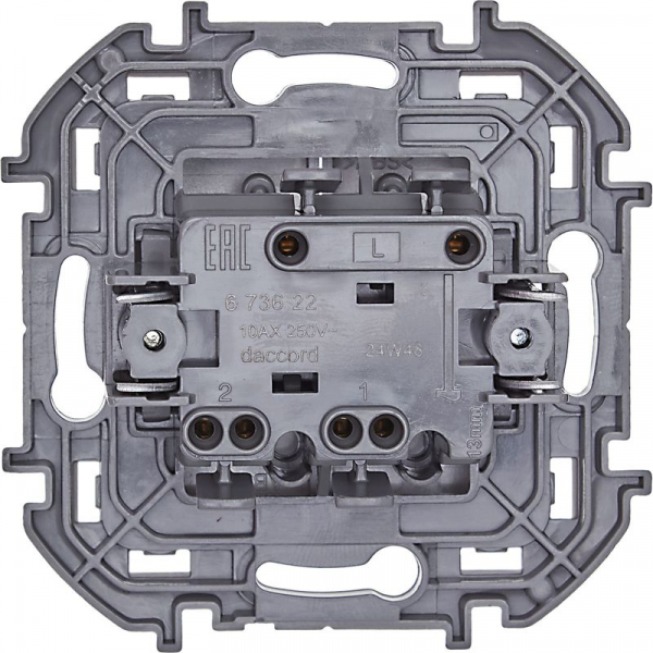 Выключатель 2-кл. Inspiria 10А IP20 250В 10AX механизм алюм. IEK 673622 ТехноИмпульс