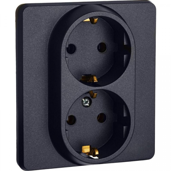 Розетка Inspiria 16А 250В 2х2P+E немецк. стандарт антрацит IEK 673753 ТехноИмпульс
