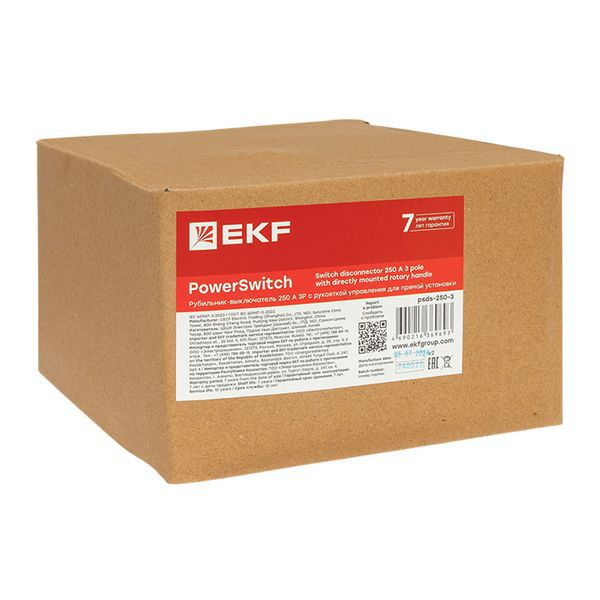 Рубильник-выключатель 3п 250А с рукояткой управления для прямой установки PowerSwitch PROxima EKF psds-250-3 ТехноИмпульс