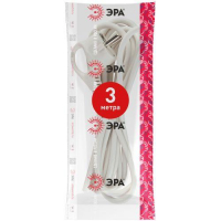 Шнур сетевой с вилкой 3м с заземл. ПВС 3х1.5 бел. U-3x1.5-3m-W ЭРА Б0048708 ТехноИмпульс