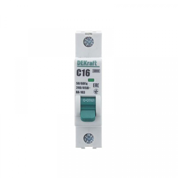 Выключатель автоматический модульный 1п C 16А 6кА ВА-103 DEKraft 12273DEK ТехноИмпульс