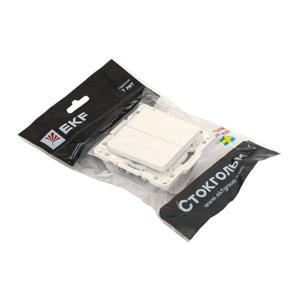 Выключатель 2-кл. Стокгольм 10А винтов. клеммы механизм бел. PROxima EKF EYV10-123-20 ТехноИмпульс