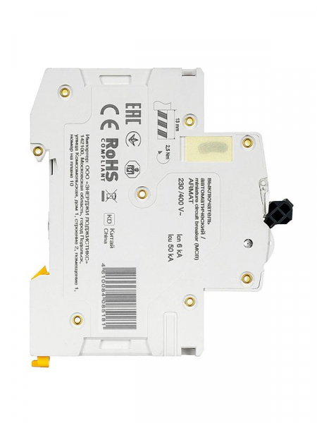 Выключатель автоматический модульный 1п C 10А M06N ARMAT IEK AR-M06N-1-C010 ТехноИмпульс